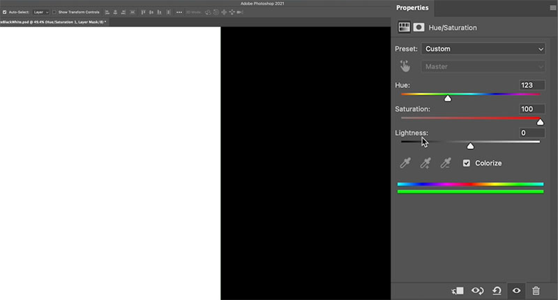 change black to color in photoshop 2021