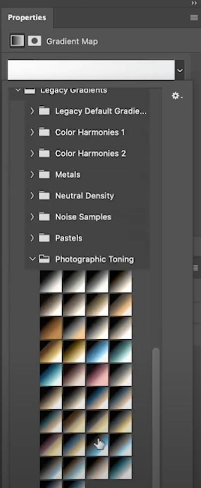 Hidden Photographic toning presets in Photoshop, Color grade Photoshop with Gradient Maps