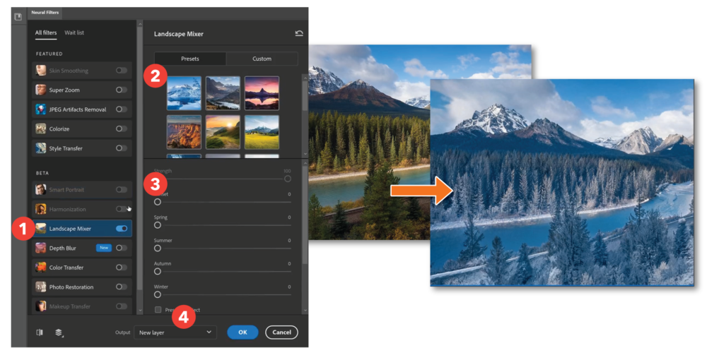 Landscape Mixer Neural Filter in Photoshop 2022